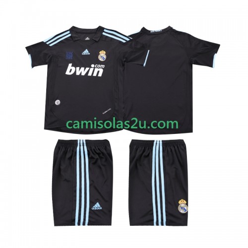 Camisolas de futebol Real Madrid 2009 2010 Retro Criança Equipamento Alternativa Manga Curta Camisolas de futebol Real Madrid 2009 2010 Retro Criança Equipamento Alternativa Manga Curta